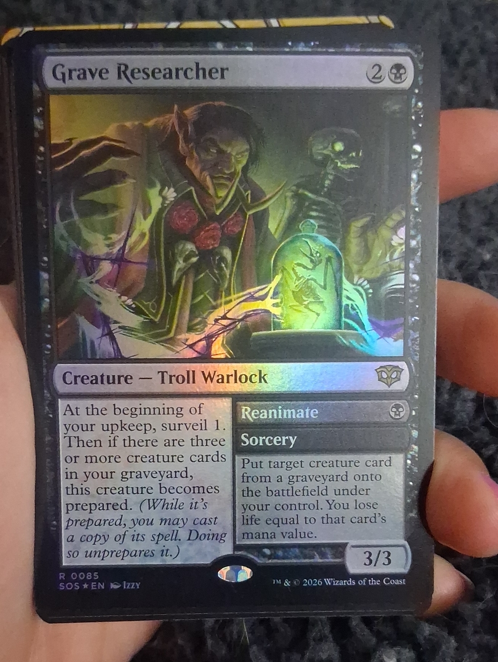 Grave Researcher Foil Trading Card - Black Holographic